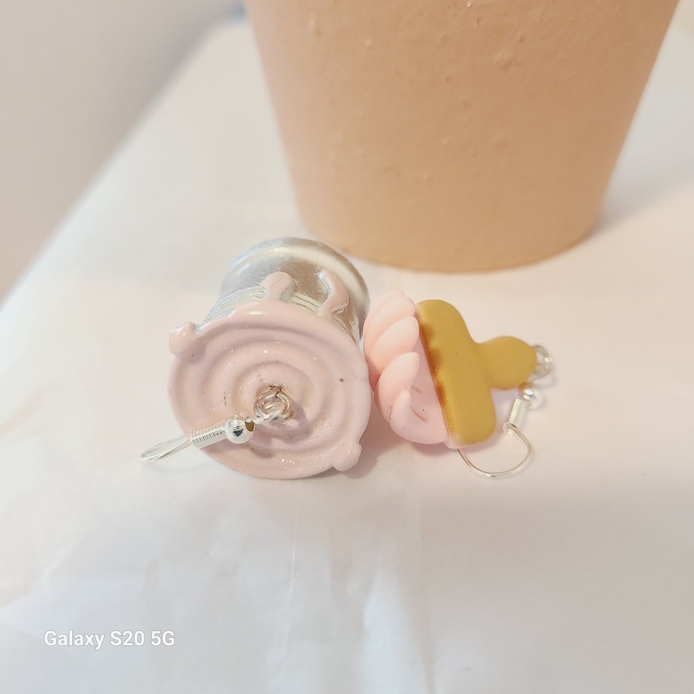 Paint Bucket Brush Earrings Silver Tone Artist Painter Craft Dangle Drop - Picture 10 of 11